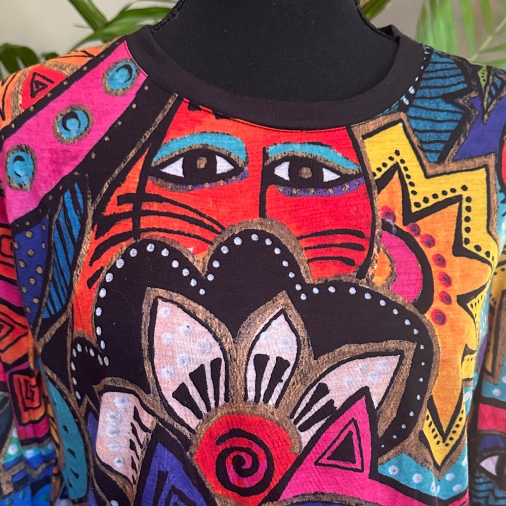 Laurel Burch Artistic Cat Pattern shirt size large